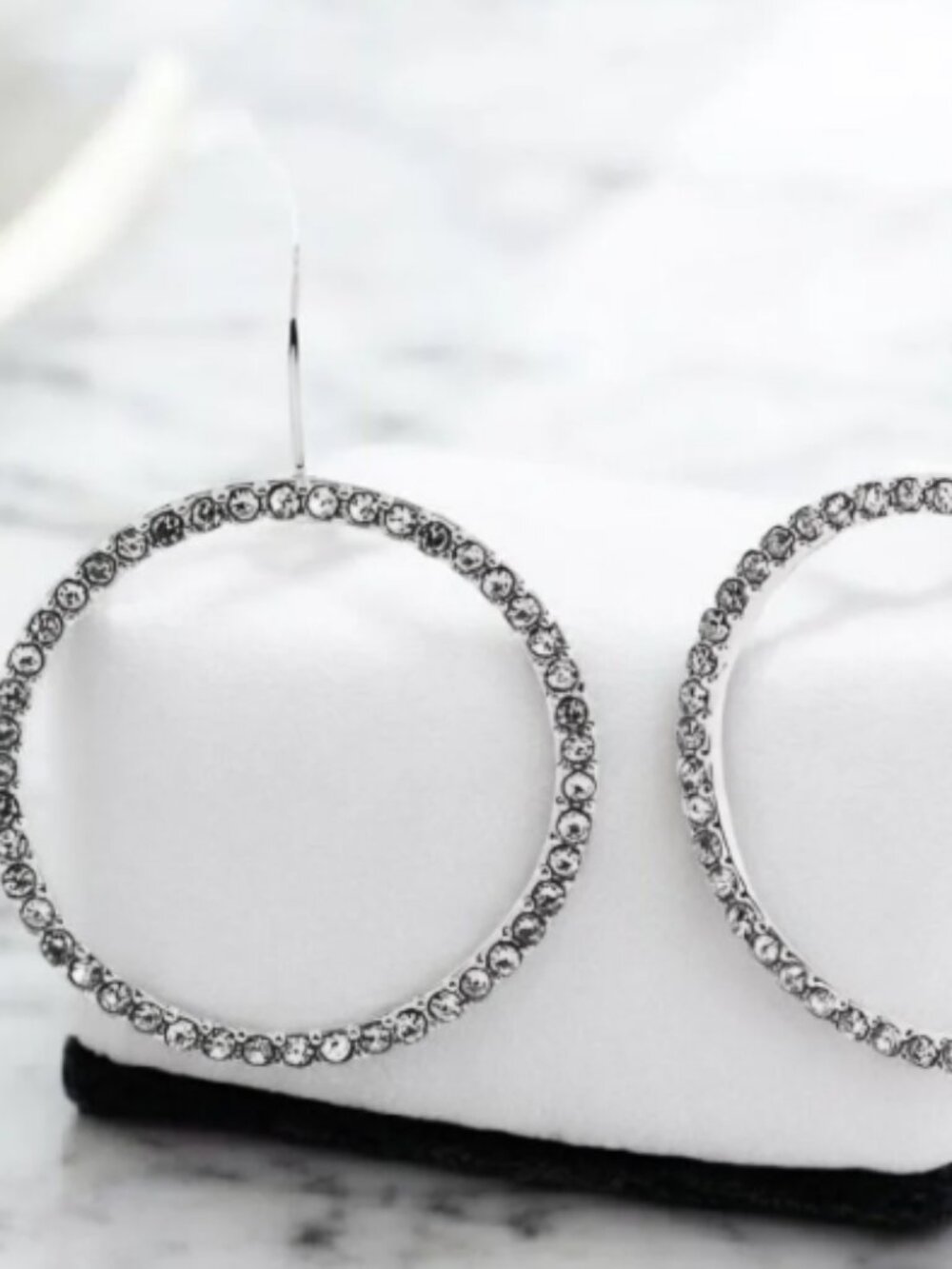 Kate Spade Gunmetal-Tone Metal Pave Crystal Drop Hoop Earrings - NWT